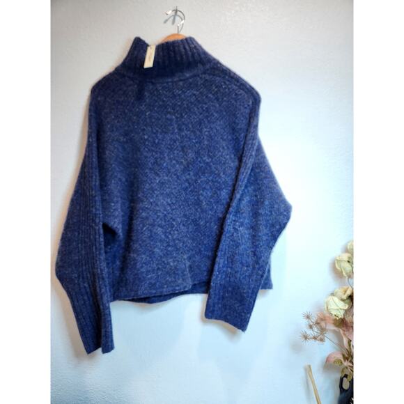 Max Studio NWT Women's XL Heather Navy Funnel Neck Sweater - Picture 1 of 5